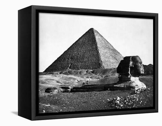 The Sphinx and the Pyramid of Cheops Standing in the Desert-null-Framed Premier Image Canvas