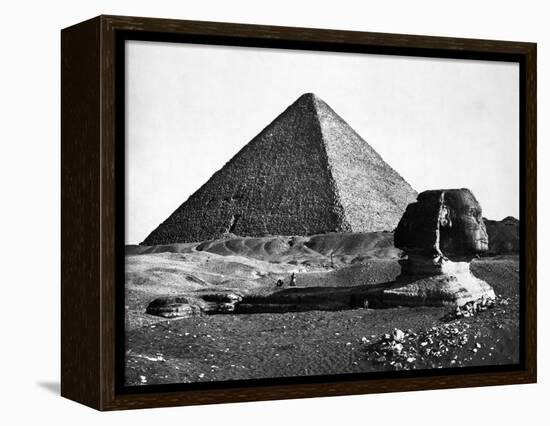 The Sphinx and the Pyramid of Cheops Standing in the Desert-null-Framed Premier Image Canvas