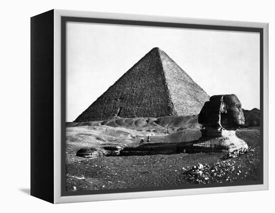 The Sphinx and the Pyramid of Cheops Standing in the Desert-null-Framed Premier Image Canvas