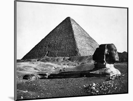 The Sphinx and the Pyramid of Cheops Standing in the Desert-null-Mounted Photographic Print