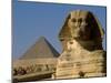 The Sphinx with 4th Dynasty Pharaoh Menkaure's Pyramid, Giza, Egypt-Kenneth Garrett-Mounted Photographic Print