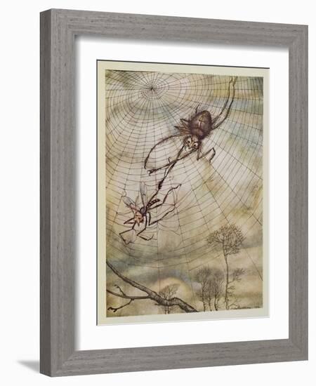 The Spider and the Fly, Illustration from 'Aesop's Fables', Published by Heinemann, 1912-Arthur Rackham-Framed Giclee Print