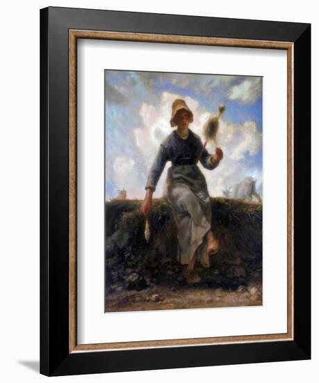 The Spinner, Goatherd of the Auvergne, C1868-1869-Jean Francois Millet-Framed Giclee Print