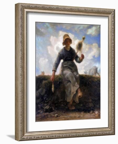 The Spinner, Goatherd of the Auvergne, C1868-1869-Jean Francois Millet-Framed Giclee Print