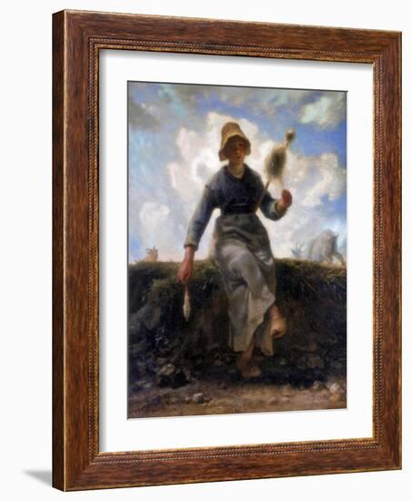 The Spinner, Goatherd of the Auvergne, C1868-1869-Jean Francois Millet-Framed Giclee Print