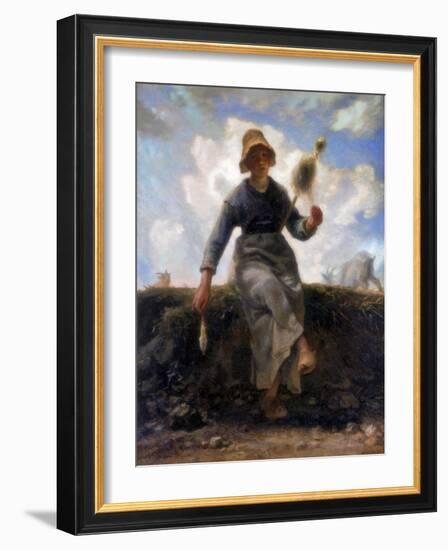 The Spinner, Goatherd of the Auvergne, C1868-1869-Jean Francois Millet-Framed Giclee Print