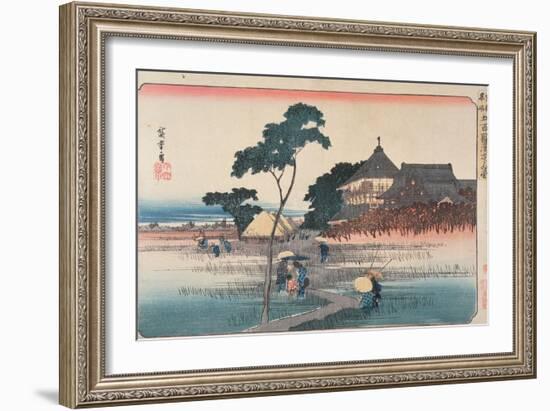 The Spiral Hall of the Temple of the Five Hundred Arhats, from the Series 'Famous Places in Edo',…-Ando Hiroshige-Framed Giclee Print