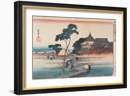 The Spiral Hall of the Temple of the Five Hundred Arhats, from the Series 'Famous Places in Edo',…-Ando Hiroshige-Framed Giclee Print