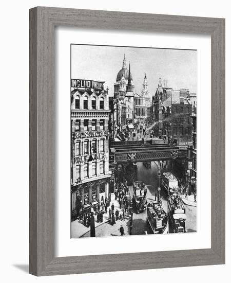 The Spire of St Martin, Ludgate Silhouetted Against the Bulk of St Paul's, London, 1926-1927-Frith-Framed Giclee Print