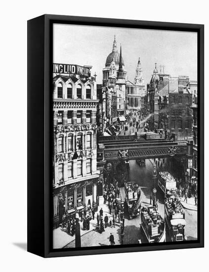 The Spire of St Martin, Ludgate Silhouetted Against the Bulk of St Paul's, London, 1926-1927-Frith-Framed Premier Image Canvas