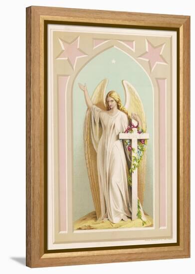 "The Spirit of Faith", an Angel Stands by a Cross and Indicates the General Direction of Heaven-null-Framed Premier Image Canvas