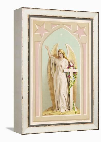 "The Spirit of Faith", an Angel Stands by a Cross and Indicates the General Direction of Heaven-null-Framed Premier Image Canvas