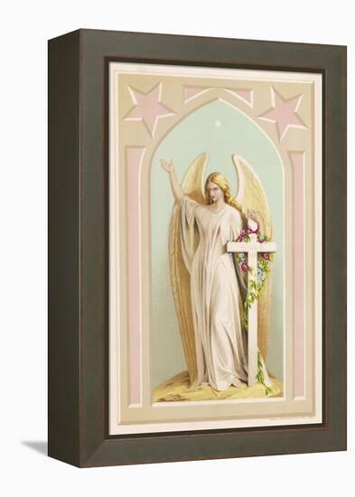 "The Spirit of Faith", an Angel Stands by a Cross and Indicates the General Direction of Heaven-null-Framed Premier Image Canvas