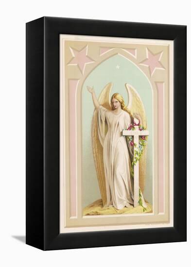 "The Spirit of Faith", an Angel Stands by a Cross and Indicates the General Direction of Heaven-null-Framed Premier Image Canvas