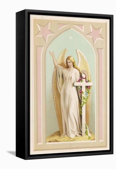 "The Spirit of Faith", an Angel Stands by a Cross and Indicates the General Direction of Heaven-null-Framed Premier Image Canvas