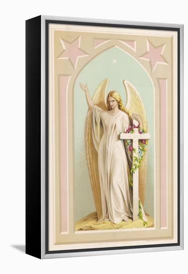 "The Spirit of Faith", an Angel Stands by a Cross and Indicates the General Direction of Heaven-null-Framed Premier Image Canvas