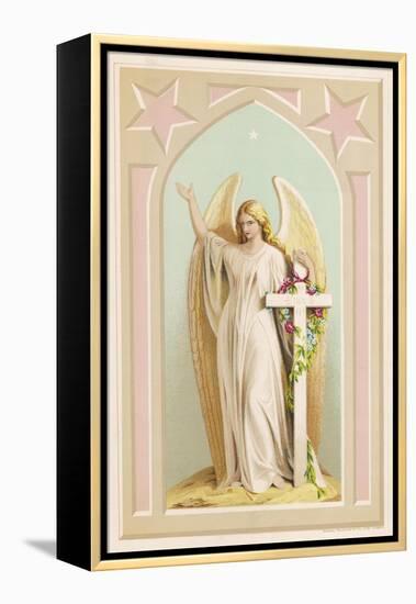 "The Spirit of Faith", an Angel Stands by a Cross and Indicates the General Direction of Heaven-null-Framed Premier Image Canvas