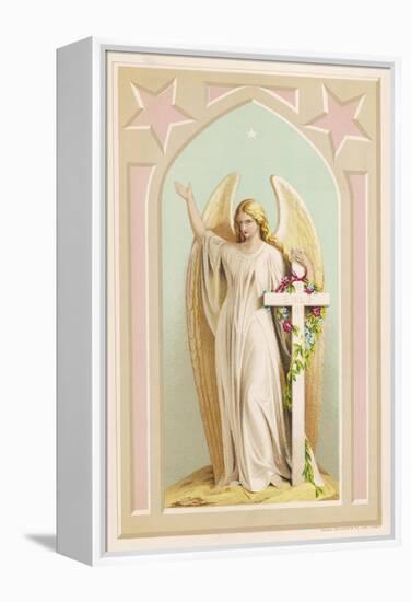 "The Spirit of Faith", an Angel Stands by a Cross and Indicates the General Direction of Heaven-null-Framed Premier Image Canvas