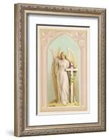 "The Spirit of Faith", an Angel Stands by a Cross and Indicates the General Direction of Heaven-null-Framed Photographic Print