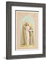 "The Spirit of Faith", an Angel Stands by a Cross and Indicates the General Direction of Heaven-null-Framed Photographic Print