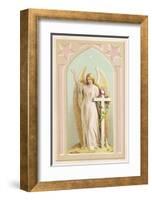 "The Spirit of Faith", an Angel Stands by a Cross and Indicates the General Direction of Heaven-null-Framed Photographic Print