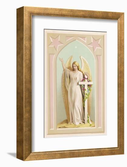 "The Spirit of Faith", an Angel Stands by a Cross and Indicates the General Direction of Heaven-null-Framed Photographic Print