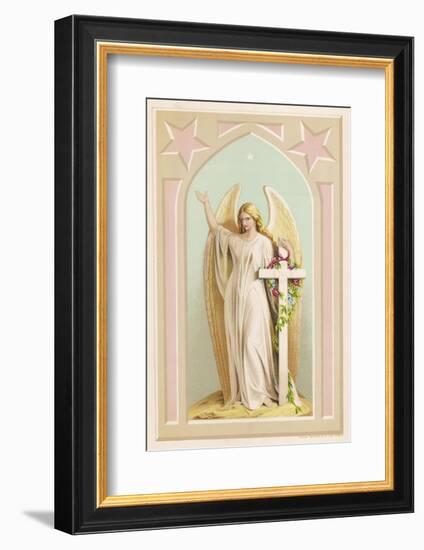 "The Spirit of Faith", an Angel Stands by a Cross and Indicates the General Direction of Heaven-null-Framed Photographic Print