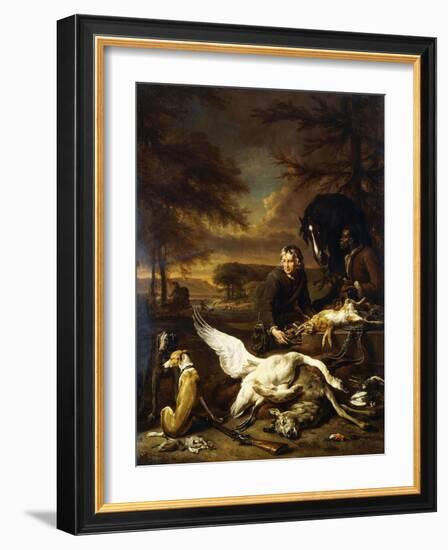 The Spoils of a Hunt with a Hunt Servant and a Black Page Holding a Bay, 1700-Jan Weenix-Framed Giclee Print