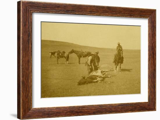 "The Spring Round-Up" Roping A Texas Steer-LA Huffman-Framed Art Print