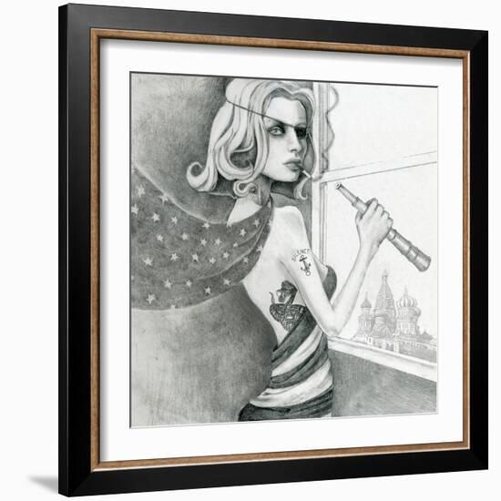 The Spy (Drawing)-Jami Goddess-Framed Art Print