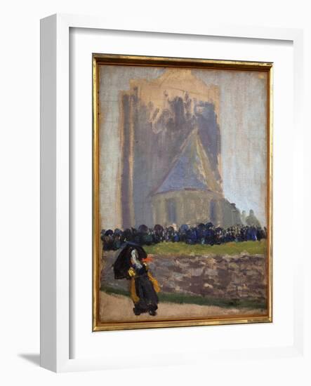 The Square Tower in Saint Guenole. Painting by Robert Delaunay (1885-1941). Oil on Canvas, circa 19-Robert Delaunay-Framed Giclee Print