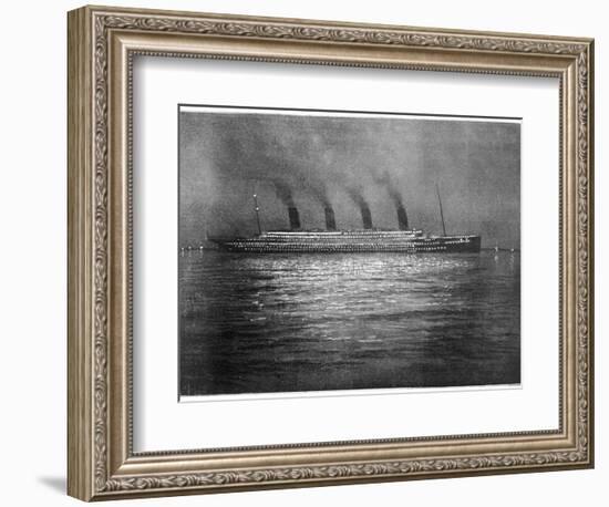 The Ss Titanic Seen at Night Whilst Visiting Cherbourg on the Evening of 10th April 1912-null-Framed Photographic Print