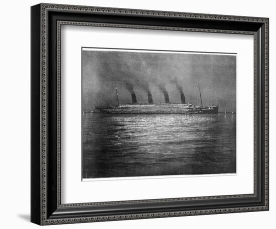 The Ss Titanic Seen at Night Whilst Visiting Cherbourg on the Evening of 10th April 1912-null-Framed Photographic Print