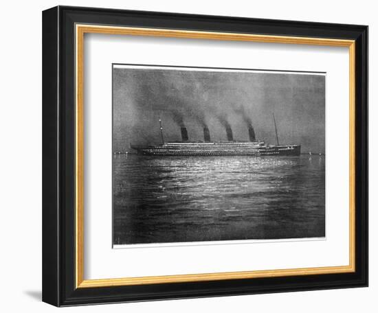 The Ss Titanic Seen at Night Whilst Visiting Cherbourg on the Evening of 10th April 1912-null-Framed Photographic Print