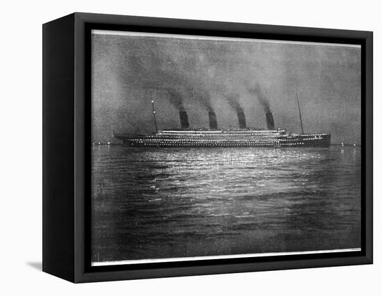 The Ss Titanic Seen at Night Whilst Visiting Cherbourg on the Evening of 10th April 1912-null-Framed Premier Image Canvas