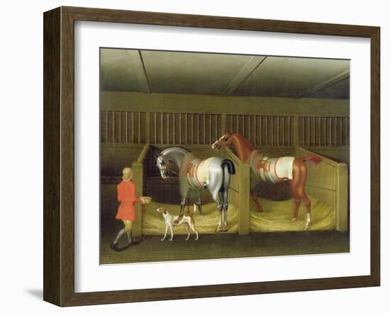 The Stables and Two Famous Running Horses Belonging to His Grace, the Duke of Bolton, 1747-James Seymour-Framed Giclee Print