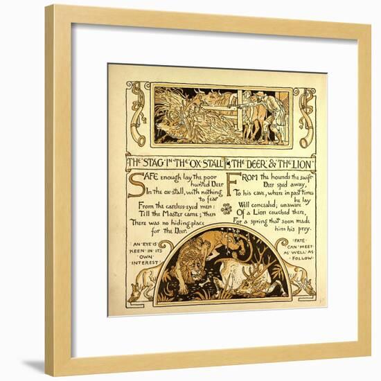 The Stag in the Ox Stall the Deer and the Lion-null-Framed Giclee Print