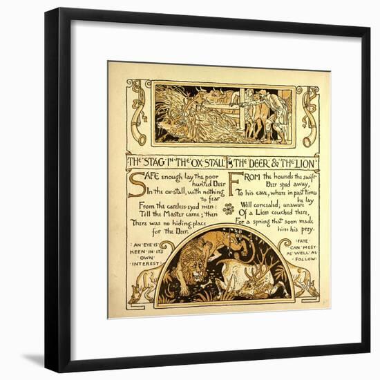 The Stag in the Ox Stall the Deer and the Lion-null-Framed Giclee Print