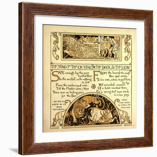 The Stag in the Ox Stall the Deer and the Lion-null-Framed Giclee Print