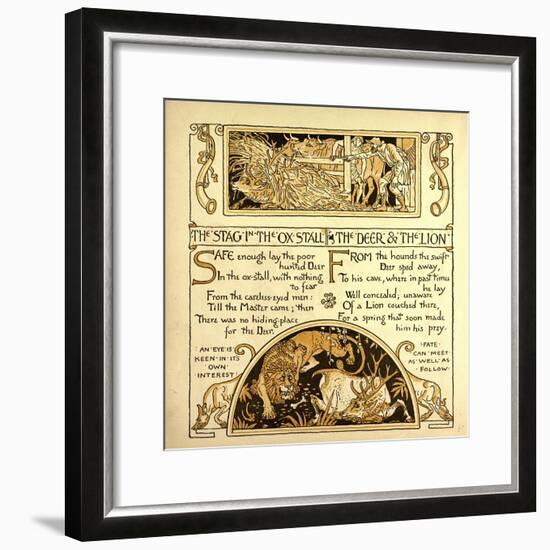 The Stag in the Ox Stall the Deer and the Lion-null-Framed Giclee Print