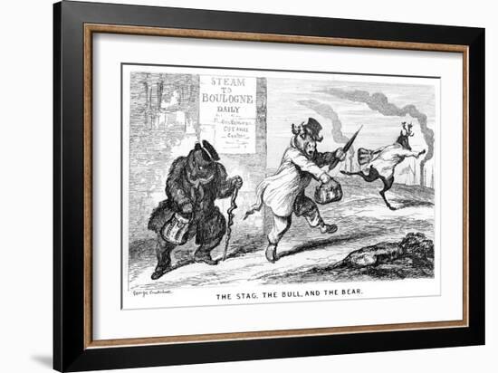 The Stag, the Bull, and the Bear, 19th Century-George Cruikshank-Framed Giclee Print