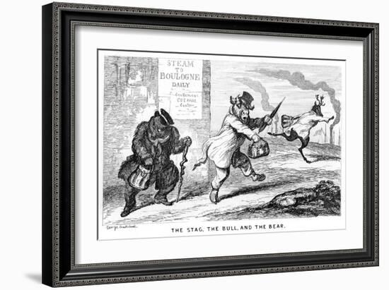 The Stag, the Bull, and the Bear, 19th Century-George Cruikshank-Framed Giclee Print