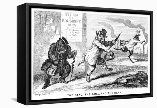 The Stag, the Bull, and the Bear, 19th Century-George Cruikshank-Framed Premier Image Canvas