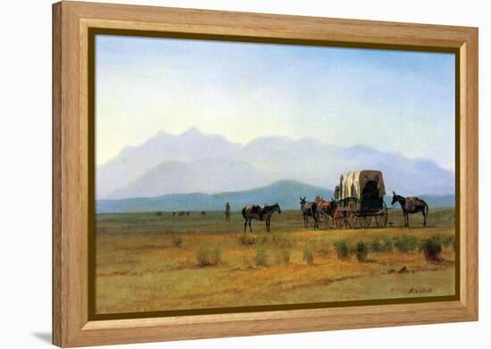 The Stagecoach in the Rockies-Albert Bierstadt-Framed Stretched Canvas