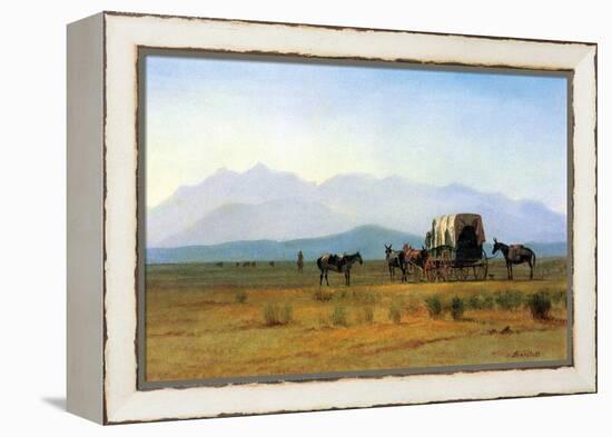 The Stagecoach in the Rockies-Albert Bierstadt-Framed Stretched Canvas
