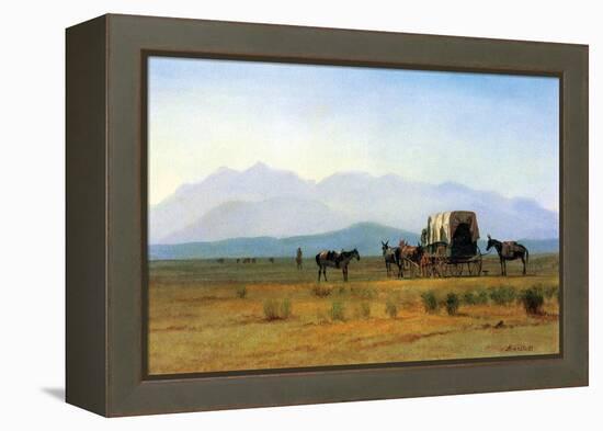 The Stagecoach in the Rockies-Albert Bierstadt-Framed Stretched Canvas