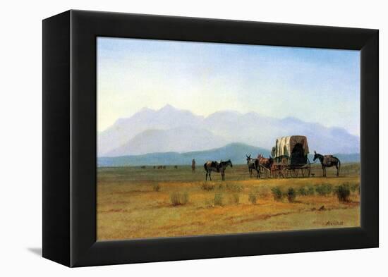 The Stagecoach in the Rockies-Albert Bierstadt-Framed Stretched Canvas