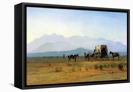 The Stagecoach in the Rockies-Albert Bierstadt-Framed Stretched Canvas