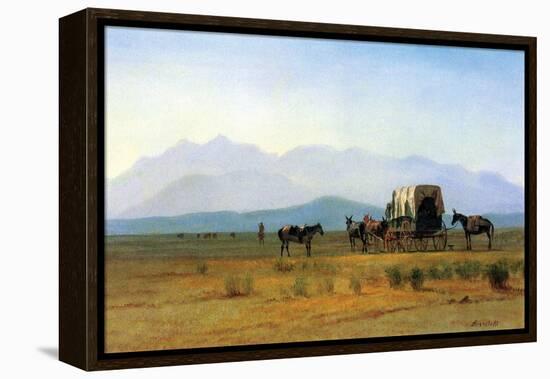 The Stagecoach in the Rockies-Albert Bierstadt-Framed Stretched Canvas