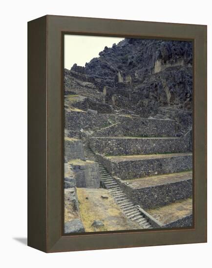 The Staircase Leading to the Fortress in Sacred Valley of Incas-null-Framed Premier Image Canvas